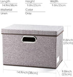 PRANDOM Foldable Storage Boxes with Lids [3-Pack] Linen Fabric Collapsible Storage Bins Organizer Containers Baskets Cube with Cover for Home Bedroom Closet Office Nursery (14.9x9.8x9.8)