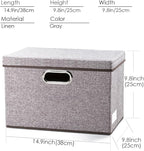 PRANDOM Collapsible Storage Containers with Lids [5-Pack] Linen Fabric Foldable Storage Bins Boxes Organizer Baskets Cube with Cover for Home Bedroom Closet Office Nursery (14.9x9.8x9.8)