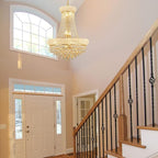 12 - Light Unique Empire Crystal Chandelier for Foyer Entryway Living Room Dining Room Bedroom Entryway Gold Finish