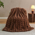 Lotus Karen Faux Fur Throw Blanket Dark Coffee - Big Bubble Rabbit Fluff Blanket for Couch Bed Sofa,Softest Fluffy Fuzzy Cozy Blanket,Thick Furry Plush Shaggy Warm Blankets for Women,50x60 Inches