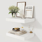 12 Inch Deep White Floating Shelves, 16 x 12 Floating Shelf for Books, Rustic Wood Deep Wall Shelves for Home Storage & Display, 2" Thicked Shelves for Kitchen, Living Room, Bedroom, 2 Pack