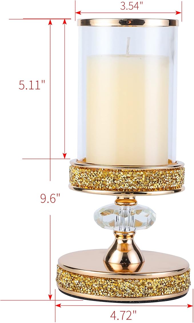 Candle Holder, Pillar Candle Holders, Crystal Candlesticks Holder for Wedding, Parties, Events, Chirstmas,Home Decor, Table Centerpieces CH028D (S)