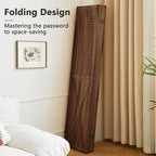 6 Panel Pegboard Room Divider, 5.6Ft Pegboard Display Folding Privacy Screens, Wood Room Divider Peg Board Display Freestanding for Trade Show Craft Show Home Wall Organizer, Brown