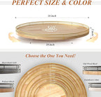 16 Inch Rustic Lazy Susan Turntable – Solid Oak & Iron Wood Rotating Tray for Dining Table, Kitchen Counter, Coffee Table – Farmhouse Style Large Wooden Lazy Susan Organizer for Home Décor
