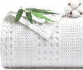 PHF Cooling Waffle Blanket King Size, Lightweight 60% Rayon Derived from Bamboo & 40& Cotton Breathable Blanket for Hot Sleepers, Soft and Luxury for Bed Couch and Sofa, 104"x90", White