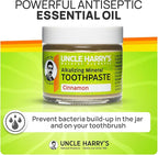 Uncle Harry's Pack of 2 Cinnamon Remineralizing Toothpaste | Natural Whitening Tooth Paste Freshens Breath & Promotes Enamel | Vegan Fluoride Free Toothpaste (2 Pack of 3oz Jars)