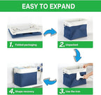 Bidtakay Extra Large Storage Baskets for Shelves 3 Pack Fabric Storage Bins for Organizing Linen Collapsible Organizer for Closet-White&Blue