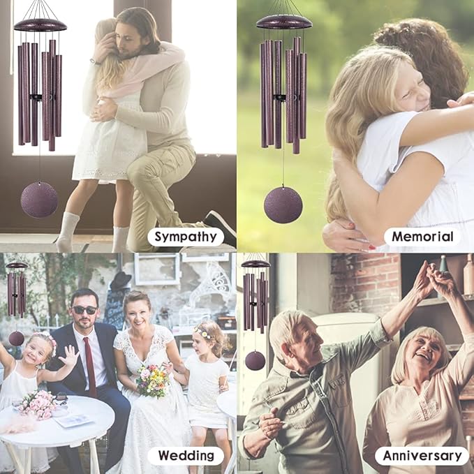 ASTARIN Wind Chimes, 36 Inch Large Metal Outdoor Chimes with 6 Tubes, Deep Tone, Tuned for Garden, Balcony, Patio & Home Decor. Bronze