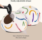 MEOWFIA Cat Cave – Premium Felt Cat Bed for Indoor Cats, Handmade 100% Merino Wool (Large, Ivory Rainbow)