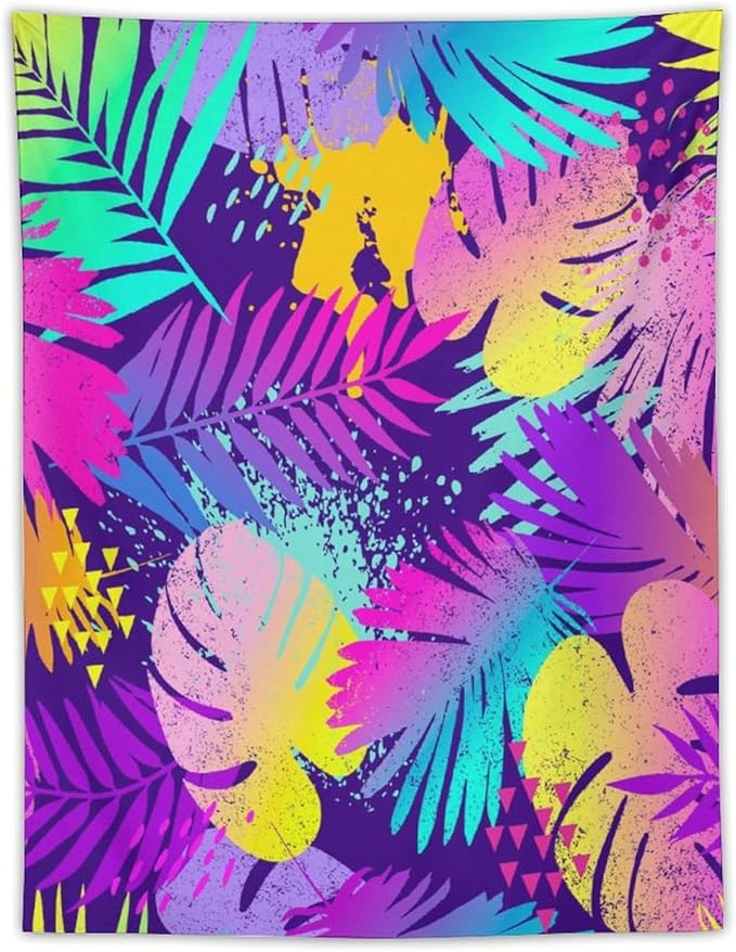 ICMOLYYENLO Palm Leaf Tapestry Wall Hanging, Tropical Leaves Plant Jungle Green Hawaiian Art Home Decor for Guest Bedroom Living Room Dormitory 60x80