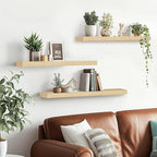 Floating Wall Shelves 3-Pack - 24-Inch Rustic Wooden Shelves for Storage and Décor, Easy Installation for Living Room, Bedroom, and Kitchen