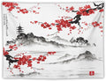 Cherry Blossoms Tapestry, Japanese Fuji Mountain Tapestry, Asian Japanese Wall Tapestry, Nature Landscape Tapestries for Bedroom Living Room Decor 60"x50"