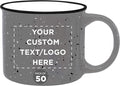 DISCOUNT PROMOS Custom Ceramic Campfire Coffee Mugs 13 oz. Set of 50, Personalized Bulk Pack - Perfect for Tea, Espresso, Cappuccino, Hot Cocoa - Grey
