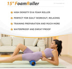 5 in1 Foam Roller Set, Trigger Point Foam Roller, Massage Roller Stick, Massage Ball, Resistance Band for Deep Muscle Massage Pilates Yoga,Fitness Exercise for Whole Body (Pure Blue)