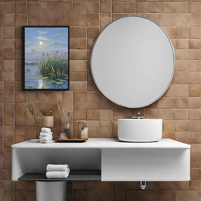 Landscape poster artwork art poster natural landscape painting reed marsh under the moonlight suitable for living room bedroom home wall