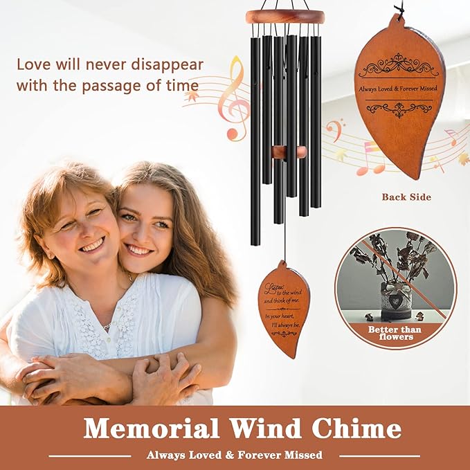 Memorial Sympathy Wind Chimes, Sympathy Gift Baskets in Memory of a Loved One Mother Father for Memorial/Bereavement/Condolence, 30" Wooden