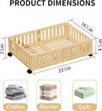 Bamboo Under Bed Storage with Wheels (2-Pack) – Rolling Underbed Shoe Organizer Box for Shoes, Blankets, Toys, Clothes Container Space-Saving Organizer Bins for Bedroom, Closet, Dorm, Nursery