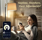 Floor Lamp, LED Floor Lamp with APP & Remote & Touch Control, Stepless Color Temperatures and Brightness, Tall Standing Lamp with Pleated Lampshade for Living Room, Bedroom, Office(Black Gold)