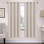 H.VERSAILTEX Ultra Soft Microfiber Thermal Insulated Antique Copper Grommet Blackout Curtains/Window Treatment Draperies 52 by 72 - Inch for Living Room/Bedroom, Set of 2 - Natural