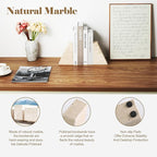 Travertine Bookends for Heavy Books, Marble Decorative Bookends for Shelves, Heavy-Duty Stone Book Ends for Hardback Book & Cookbooks, Unique Book Stopper & Holder, Travertino Italy