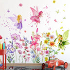 Set of 3 Sheets Size 40x12 Inch Spring Summer Window Cling Sticker Angels, Flowers, and Butterfly Window Stickers, Spring and Summer Decor, Wall, Window Glass Display Stickers (Fairy Theme)