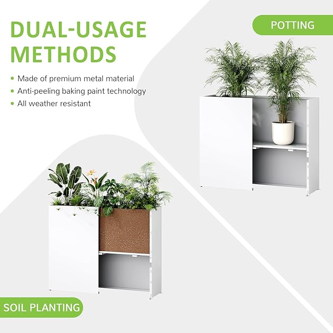 Planter Box Outdoor 38"W x 10.2"D x 30"H- Tall Rectangular Planters for Outdoor Patio/Porch, All-Weather with Anti-dumping Kit, Durable Galvanized Steel, Modern Design for Plants, Flower,Garden
