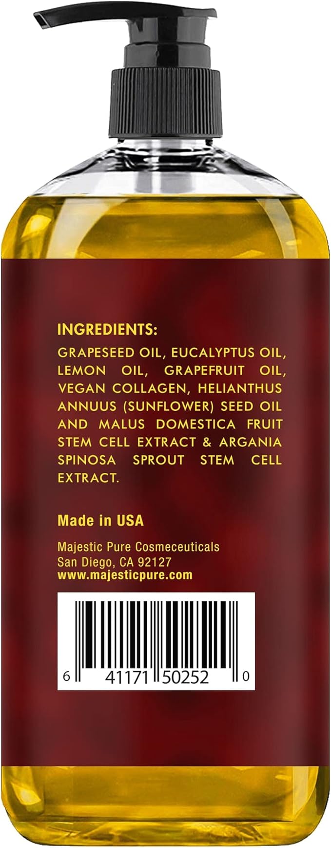 Majestic Pure Anti Cellulite Massage Oil for Massage Therapy - Refreshing, and Relaxing - Natural Oils with Vegan Collagen, Stem Cells & Cellulite Cream - All Skin Types - Men and Women - 8 fl oz