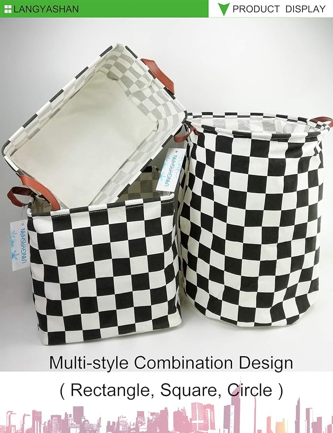 LANGYASHAN Rectangular Storage Bin Collapse Canvas Fabric Cartoon Storage Basket with Handles for Organizing Home Kitchen Boys and Girls Toys Office Closet Shelf Baskets (Rec-Racing flag)