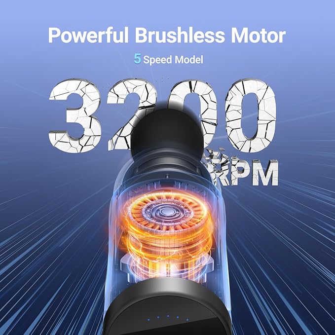 MERACH Massage Gun Deep Tissues, Percussion Massager Tools with 6 Massage Heads, Portable Hand Held Muscle Massagers for Pain Relief Deep Tissue, Cool Gifts for Men and Women