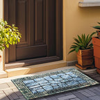 Door Mat Welcome Mat, Heavy Duty Door Mat 23.6 x 35.4 Inch Front Door Mat Rug Doormat for Outdoor Entrance Home Non-Slip Rubber Rug for Front Door, Outside, Entryway, Patio (Blue Welcome)