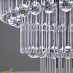 D32''X H100'' Large Crystal Chandelier Lighting, Modern LED Round Raindrop Flush Mount Ceiling Light Fixture for Hotel Staircase Hallway Modern Crystal Chandelier Suitable for Sloping Ceiling