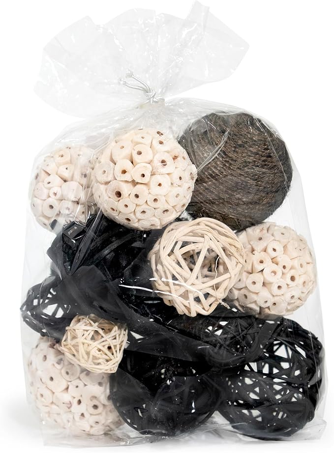 ANDALUCA Decorative Balls Bag Bowl Filler Home Decor (Black & White)