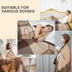 YOUR MOON 100% Pure Wool King Size, Australian Organic Natural Wool Blankets, Hypoallergenic Blanket for Bed, Medium Weight(Coffee, 90 * 108)