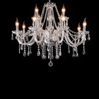 LIUMANG Modern Elegant 12 Lights K9 Crystal Glass Chandelier Pendant Ceiling Lighting European Style for Dining Living Room Bedroom Transparent,12 E12 Bulbs Required