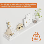 Fun Memories 36Inch Floating Shelves for Wall 2 Pack Wood Shelves for Kitchen, Bathroom, Bedroom Wall Mounted Rustic Wood Floating Shelf with Invisible Brackets for Books, Storage, Decor, White