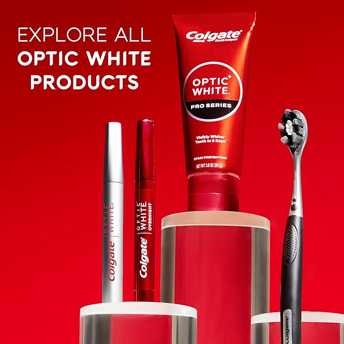 Colgate Optic White Overnight Teeth Whitening Pen and Whitening Toothpaste Kit, Includes 0.08 fl oz Teeth Whitener Pen with 21 Nightly Treatments Plus a 3.0 fl oz Enamel Safe Whitening Toothpaste