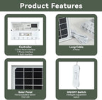 Solar Powered Indoor & Outdoor Pendant Lights with 4 LED Bulbs, Each 5m Cord, Waterproof, 6000mAh Battery for Yards, Gardens, Patios, Camping, RVs & Sheds