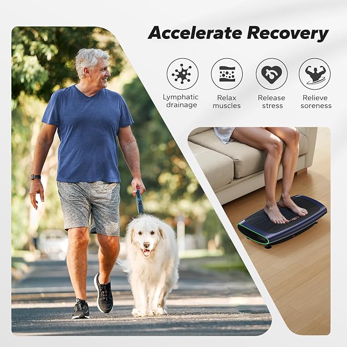MERACH Vibration Plate Exercise Machine, 3D & 4D Vibration Plate with 2 Tension Ropes LED Display, Whole Body Vibration Platform for Women Men, Exercise Equipment for Home