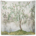 HZOHNAGO Japanese Tapestry Tree Misty Garden Lake Printed Wall Tapestry Ink Painting Wall Hanging for Bedroom Living Room Dorm 60" W x 60" H
