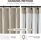 Joydeco Pleated Curtains for Living Room Bedroom, Linen Drapes 90 inch Length 2 Panels Set, Blackout Thermal Insulated Curtain(Cobblestone,40'' Wx90'' L)