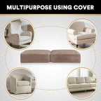 PrinceDeco Velvet Couch Cushion Cover Soft Stretch Cushion Slipcover for Chair Loveseat Sofa Cushion Furniture Protector Seat Cushion Sofa Cover (2 Piece Large Sofa Cushion Covers, Taupe)