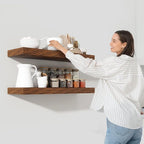 Heimlove 55 Inch Floating Shelves for Wall,10 Deep Large Rustic Brown Wall Shelf with Heavy Duty Brackets,Mounted Storage & Display Shelves for Bedroom,Living Room,Kitchen,Office,Set of 2