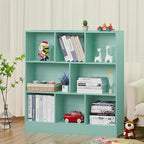 LEYAOYAO 8 Cube Bookshelf with Base,3 Tier Modern Mint-Green Kids Bookcase,Standing Wide Bookshelves Storage Organizer Toy Shelf,Wood Display Children's Book Shelves for Bedroom,Living Room,Nursery