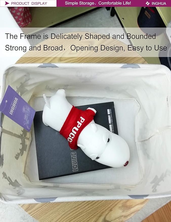 Rectangular Storage Basket Fabric Organizer Bin for Toys,Books,Clothes,Gifts,Pets-Perfect for Home,Office,Nursery,Dorm,Shelf(Rec grey deer)