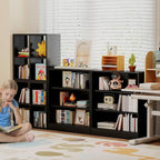 3-Tier Metal Open Shelf Bookcase, Bookcase with Adjustable Shelves, Floor Standing Book Shelf, Freestanding Display Storage Shelves, Curio Cabint Display Case for Small Places/Living Room/Corner