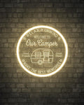 Camper LED Neon Sign for Camping Party Decor, Dimmable Neon Wall Lights Signs for Backyard Patio Garden BBQ Touring Car Decoration, 3D Art Light Up Sign for Housewarming Birthday Gifts