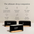 Loftie Alarm Clock with Sound Machine – Smart Alarm Clock with Light, White Noise, Bluetooth Speaker, Night Light Sound Machine, 100+ Sounds, Blackout Mode, No WiFi Mode, Optional Subscription - Steel