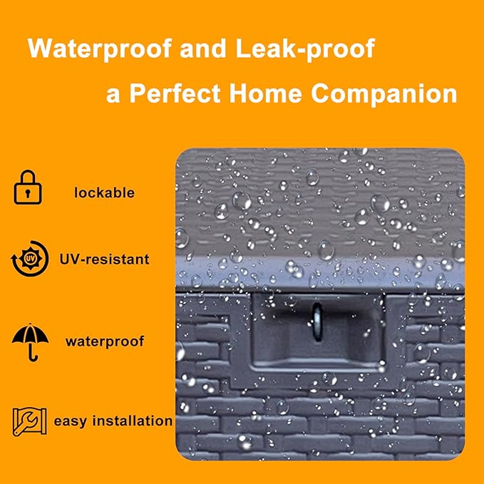 73 Gallon Large Storage Box with Lid,Waterproof Outdoor Storage Container for Patio Furniture Cushions, Gardening Tools, Pool Accessories, Lockable Resin Deck Box with handle Brown