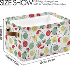 Christmas Storage Basket Tree Candy Canes Socks and Gift Storage Bins Organizer Bag Collapsible Closet Shelf Baskets Cube with handle for Baby Cloth Pet Toy Book 14.2×10.2×8.3 IN