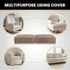PrinceDeco Velvet Sofa Cushion Covers, Stretch Couch Cushion Covers for Individual Seat Couch Slipcover Sets Furniture Protector for Loveseat Sofa Cushion Width Up to 29.5", Taupe